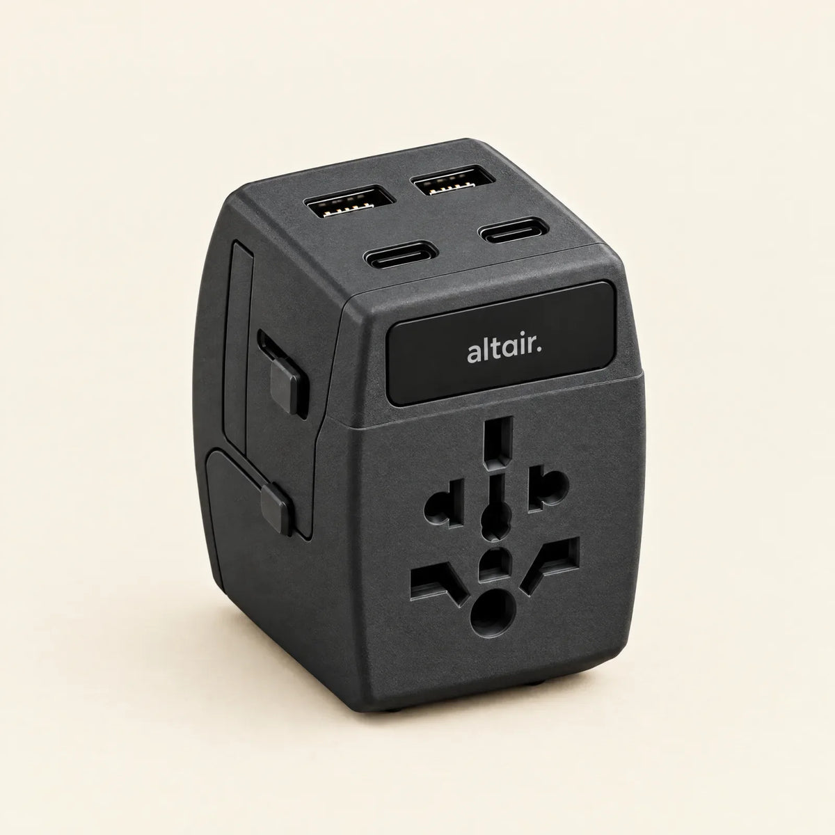 Adattatore da viaggio ALTAIR nero da 65 W, vista frontale