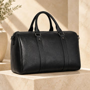 Borsa da viaggio ALTAIR in pelle martellata nera, vista frontale