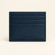 Portacarte ALTAIR in pelle blu notte chiuso, con logo ALTAIR
